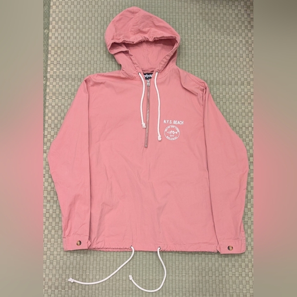 Only NY Light Beach Pullover Anorak Jacket 100% Cotton Pink Unisex Size Small